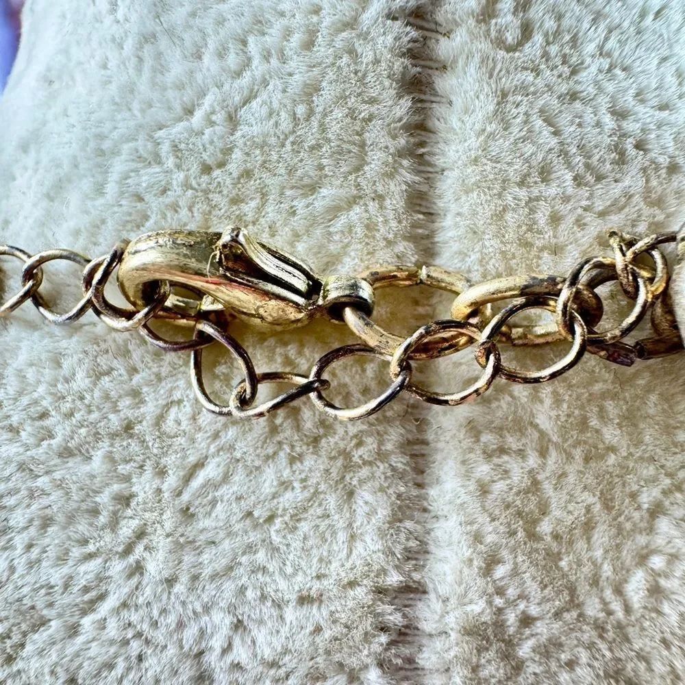 Elegant White Stones & Gemstones Inlaid In Gold Necklace - Picture 4 of 8